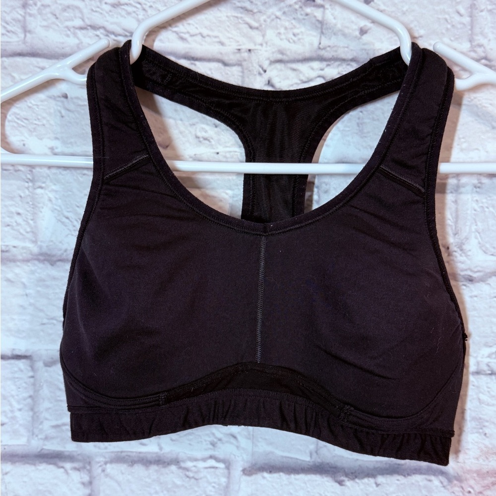 Athleta Black Racerback Sports Bra, 34B